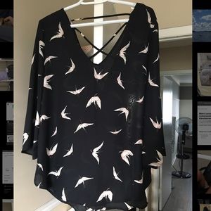 Dynamite cute flute sleeve birds blouse